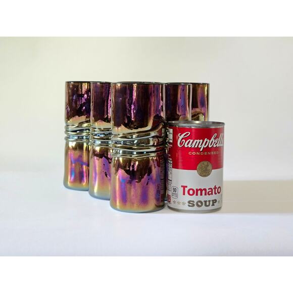Set of 6 Esteban Prieto Tumblers, Signed 5 3/4" Iridescent Twisted Snake Glasses - Picture 5 of 10